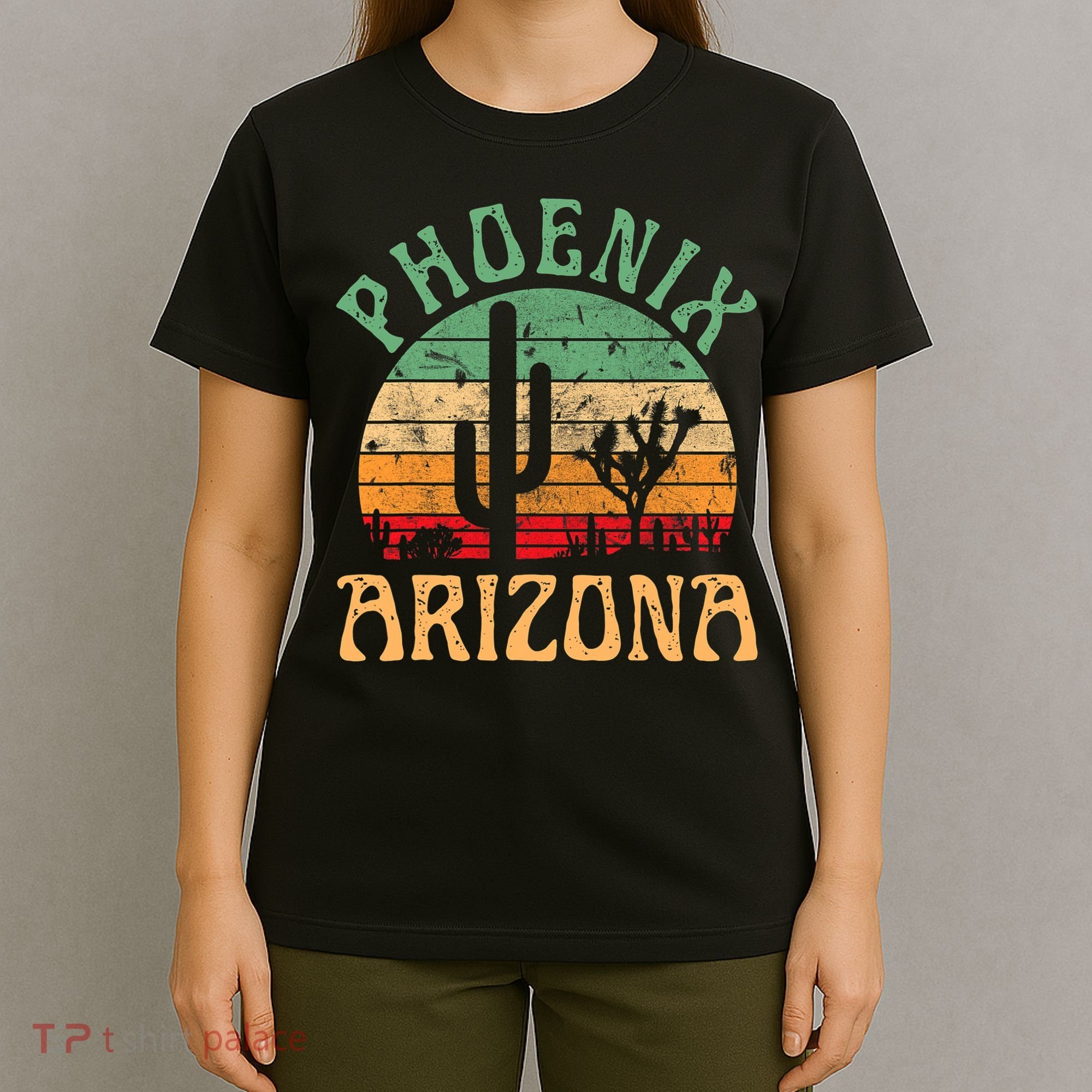 Phoenix Arizona Desert Cactus Retro Sunset Outdoors Retro T-Shirt