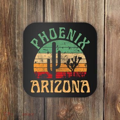 Phoenix Arizona Desert Cactus Retro Sunset Outdoors Retro Coaster