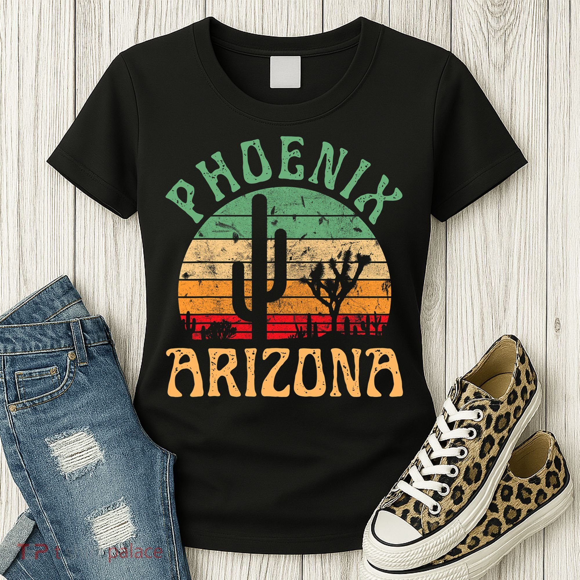 Phoenix Arizona Desert Cactus Retro Sunset Outdoors Retro Women's T-Shirt