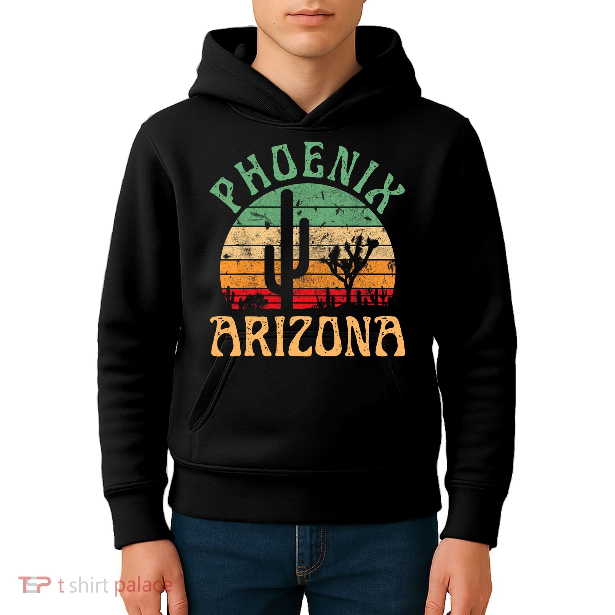 Phoenix Arizona Desert Cactus Retro Sunset Outdoors Retro Kids Hoodie