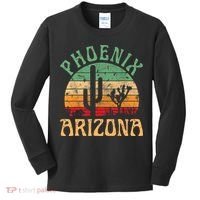 Phoenix Arizona Desert Cactus Retro Sunset Outdoors Retro Kids Long Sleeve Shirt thumb 0