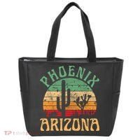 Phoenix Arizona Desert Cactus Retro Sunset Outdoors Retro Tote Bag thumb 0