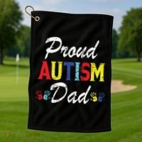 Proud Autism Dad Gift Golf Towel thumb 1