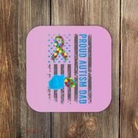 Proud Autism Dad American Flag USA Autism Awareness Dad  Coaster thumb 0