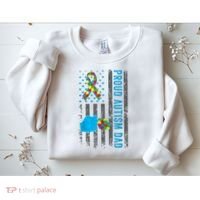 Proud Autism Dad American Flag USA Autism Awareness Dad  Sweatshirt thumb 2