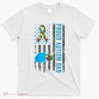 Proud Autism Dad American Flag USA Autism Awareness Dad  T-Shirt thumb 0