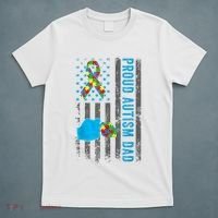 Proud Autism Dad American Flag USA Autism Awareness Dad  T-Shirt thumb 5