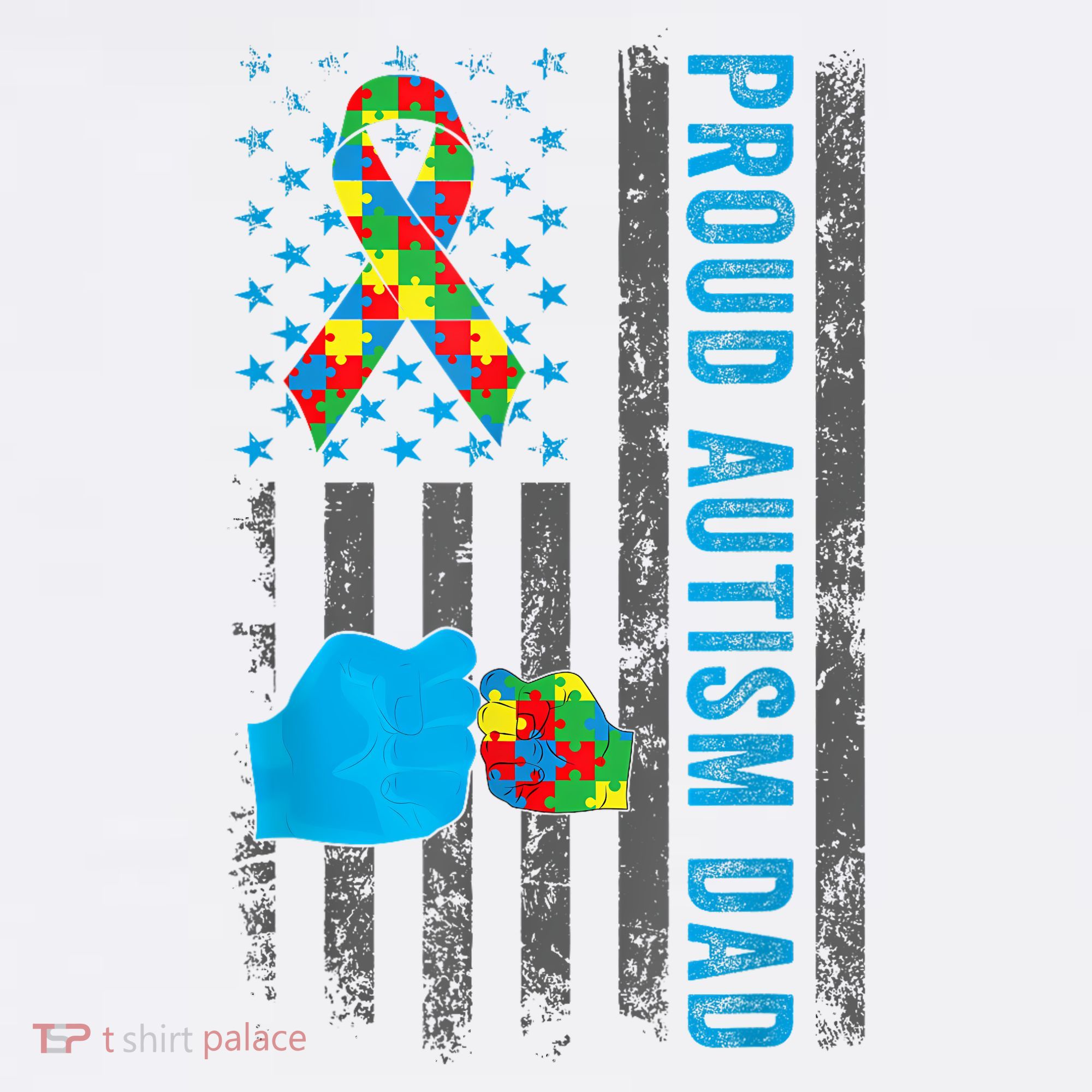 Proud Autism Dad American Flag USA Autism Awareness Dad  T-Shirt