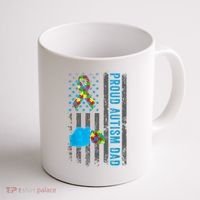 Proud Autism Dad American Flag USA Autism Awareness Dad  Coffee Mug thumb 1