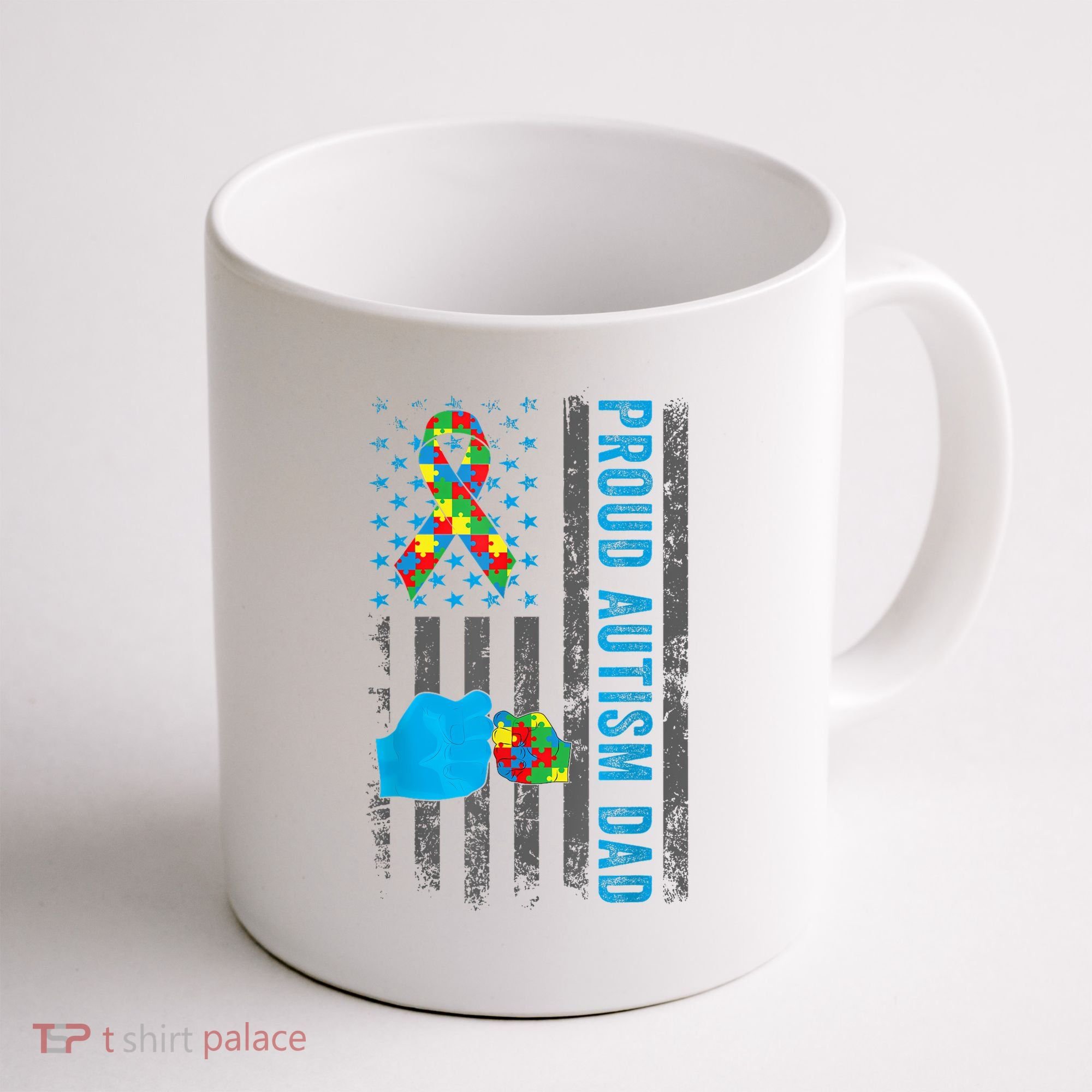 Proud Autism Dad American Flag USA Autism Awareness Dad  Coffee Mug