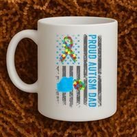 Proud Autism Dad American Flag USA Autism Awareness Dad  Coffee Mug thumb 2