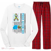 Proud Autism Dad American Flag USA Autism Awareness Dad  Long Sleeve Pajama Set thumb 0