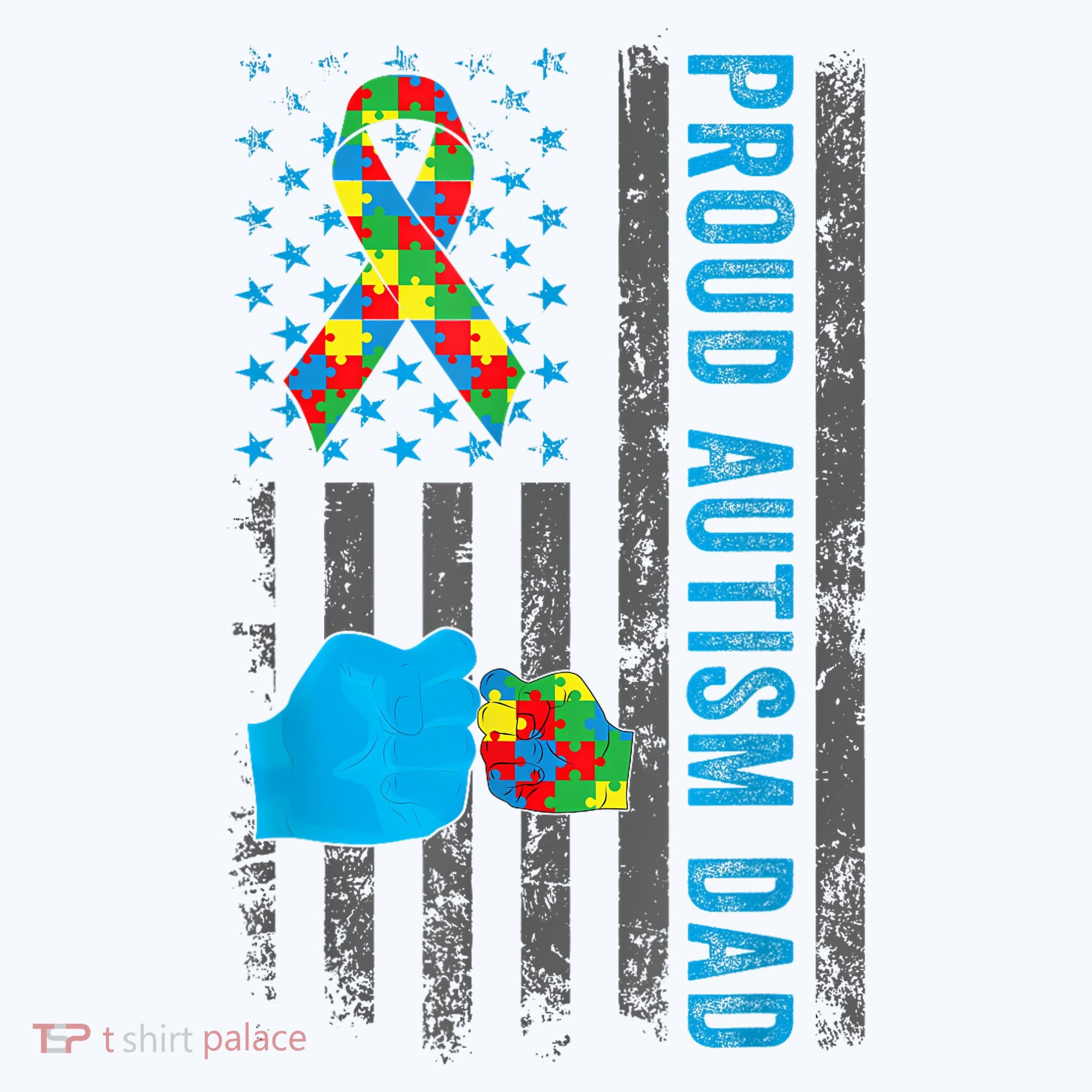 Proud Autism Dad American Flag USA Autism Awareness Dad  Long Sleeve Pajama Set