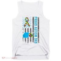 Proud Autism Dad American Flag USA Autism Awareness Dad  Tank Top thumb 0