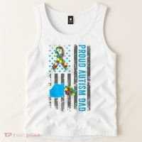 Proud Autism Dad American Flag USA Autism Awareness Dad  Tank Top thumb 2