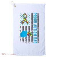 Proud Autism Dad American Flag USA Autism Awareness Dad  Golf Towel thumb 0