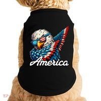 Patriotic America Dabbing Bald Eagle Doggie Tank thumb 0