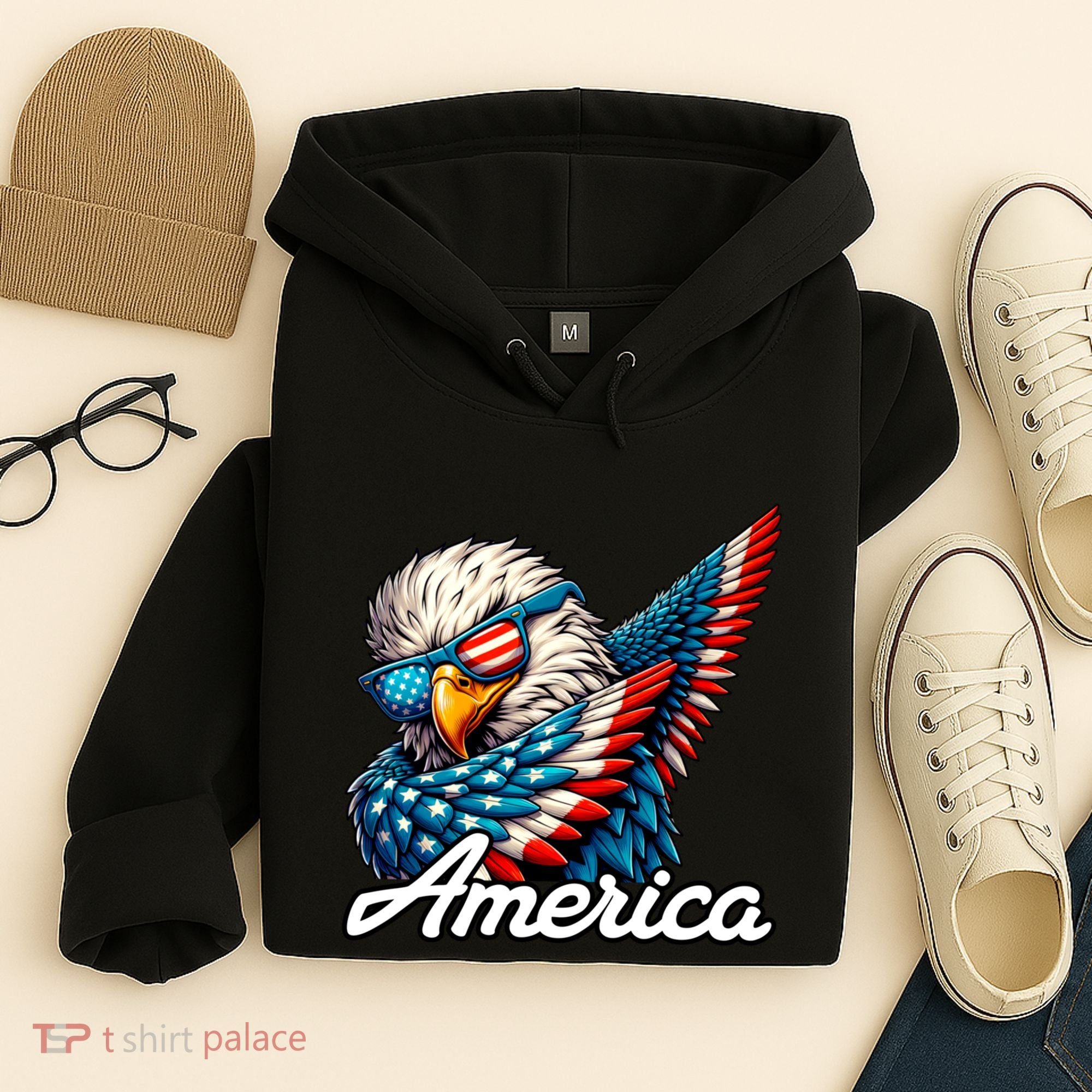 Patriotic America Dabbing Bald Eagle Hoodie