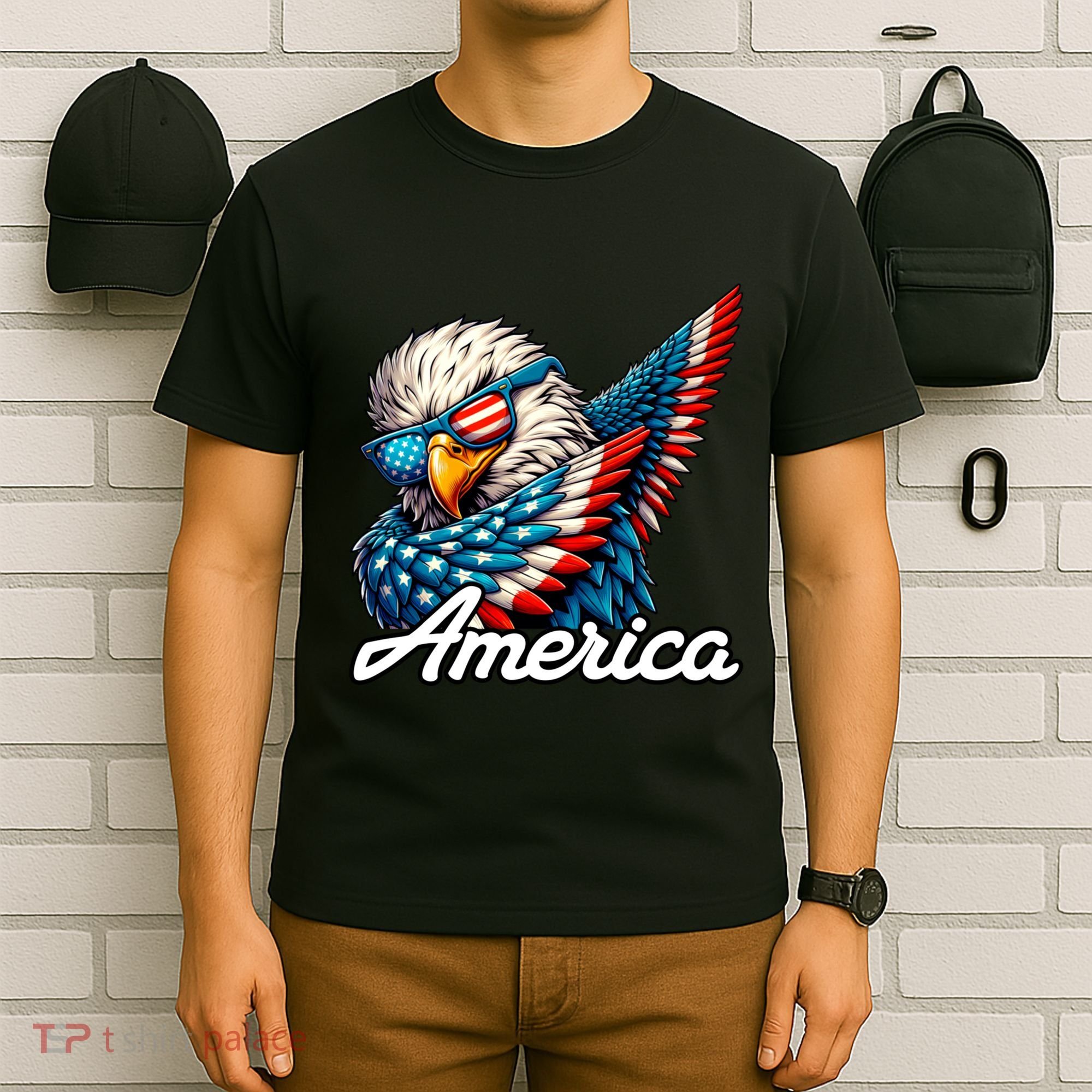 Patriotic America Dabbing Bald Eagle T-Shirt