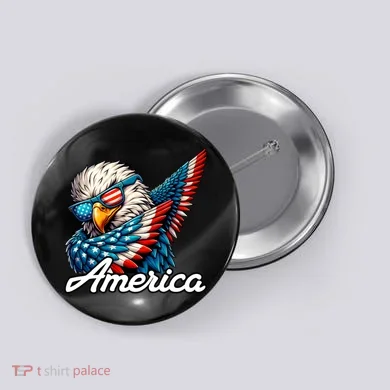 Patriotic America Dabbing Bald Eagle Button