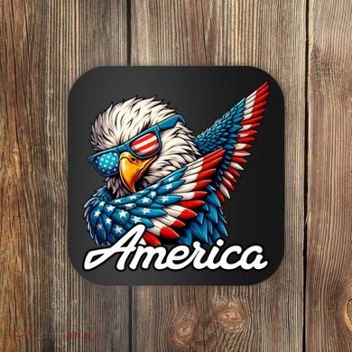 Patriotic America Dabbing Bald Eagle Coaster