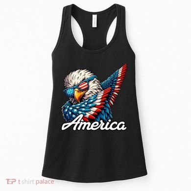Patriotic America Dabbing Bald Eagle Women's Tank Top