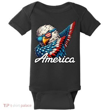 Patriotic America Dabbing Bald Eagle Baby Bodysuit
