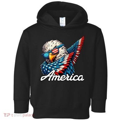 Patriotic America Dabbing Bald Eagle Toddler Hoodie