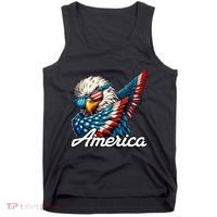 Patriotic America Dabbing Bald Eagle Tank Top thumb 0