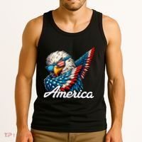 Patriotic America Dabbing Bald Eagle Tank Top thumb 3