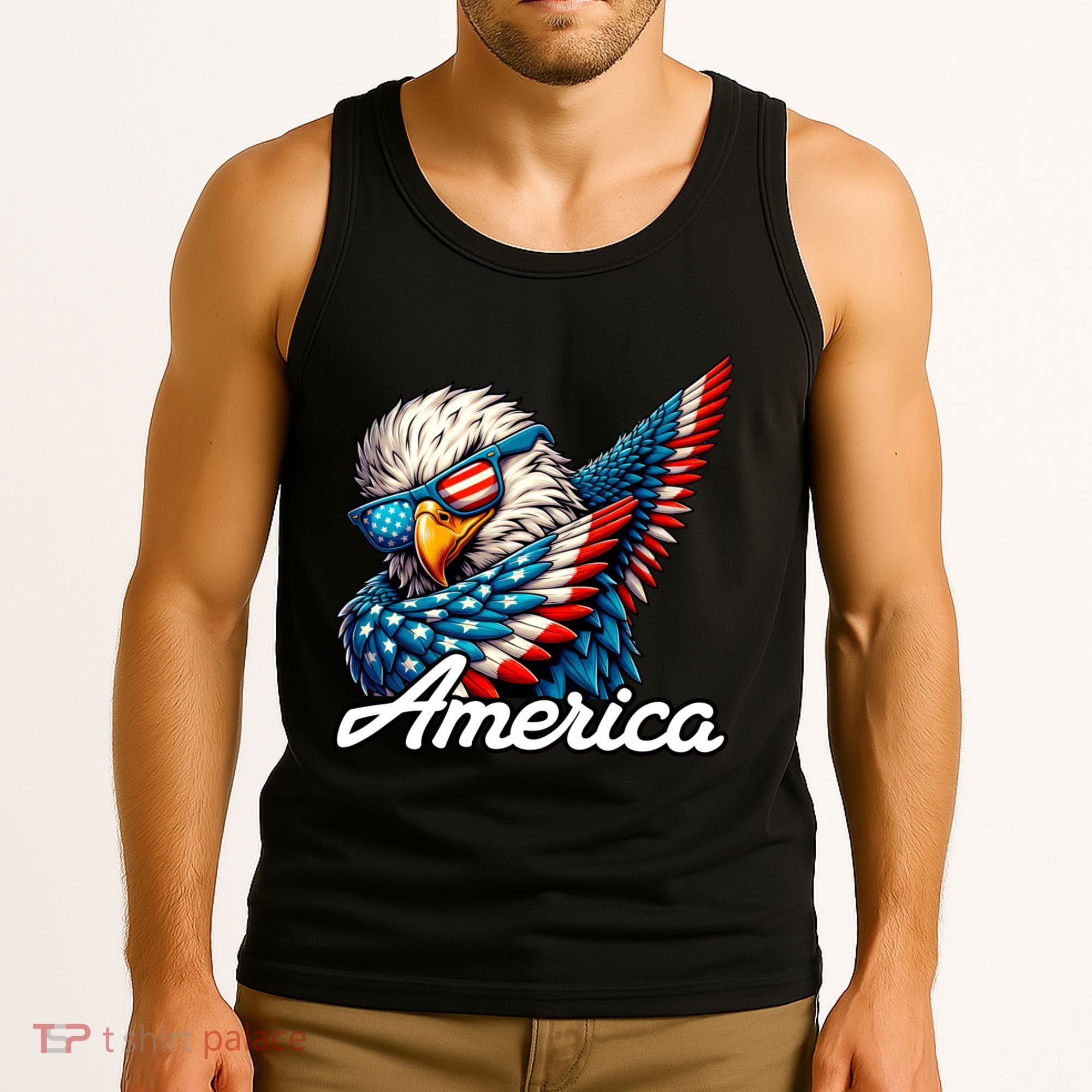 Patriotic America Dabbing Bald Eagle Tank Top