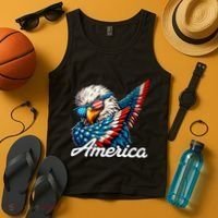 Patriotic America Dabbing Bald Eagle Tank Top thumb 4