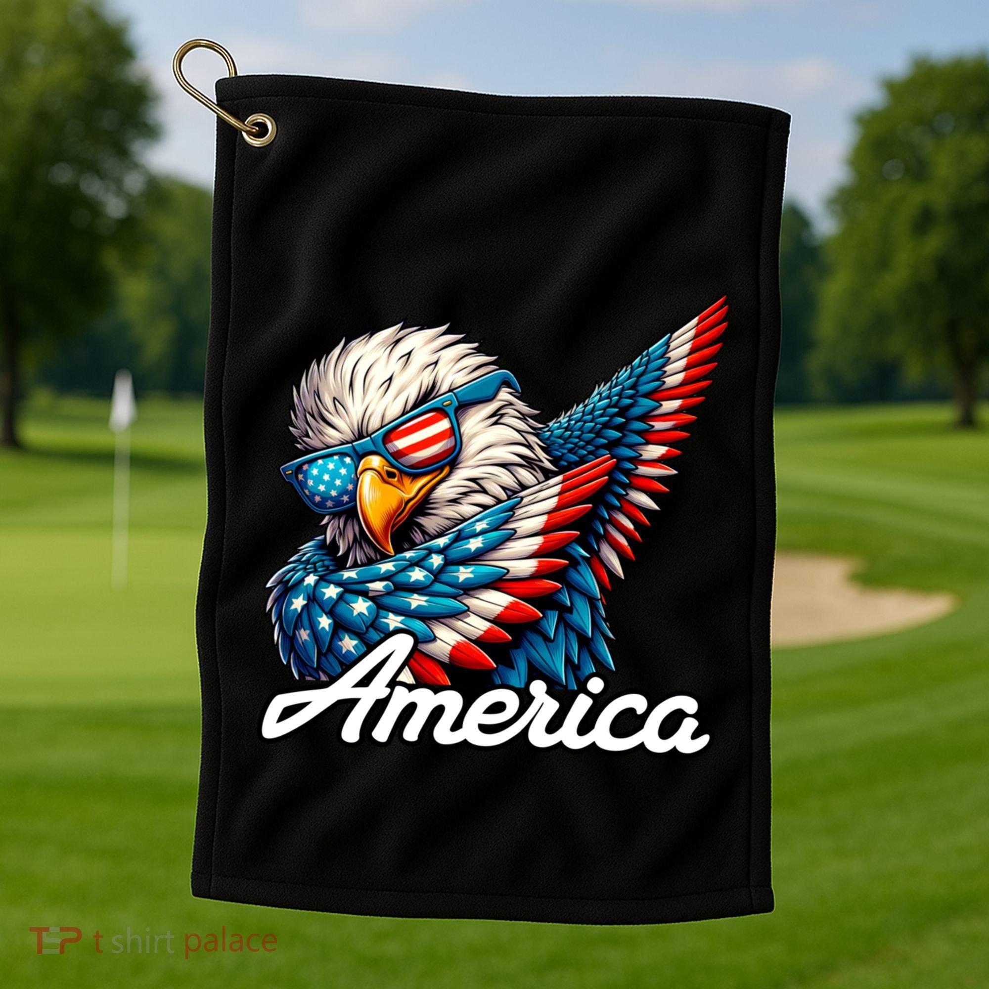 Patriotic America Dabbing Bald Eagle Golf Towel