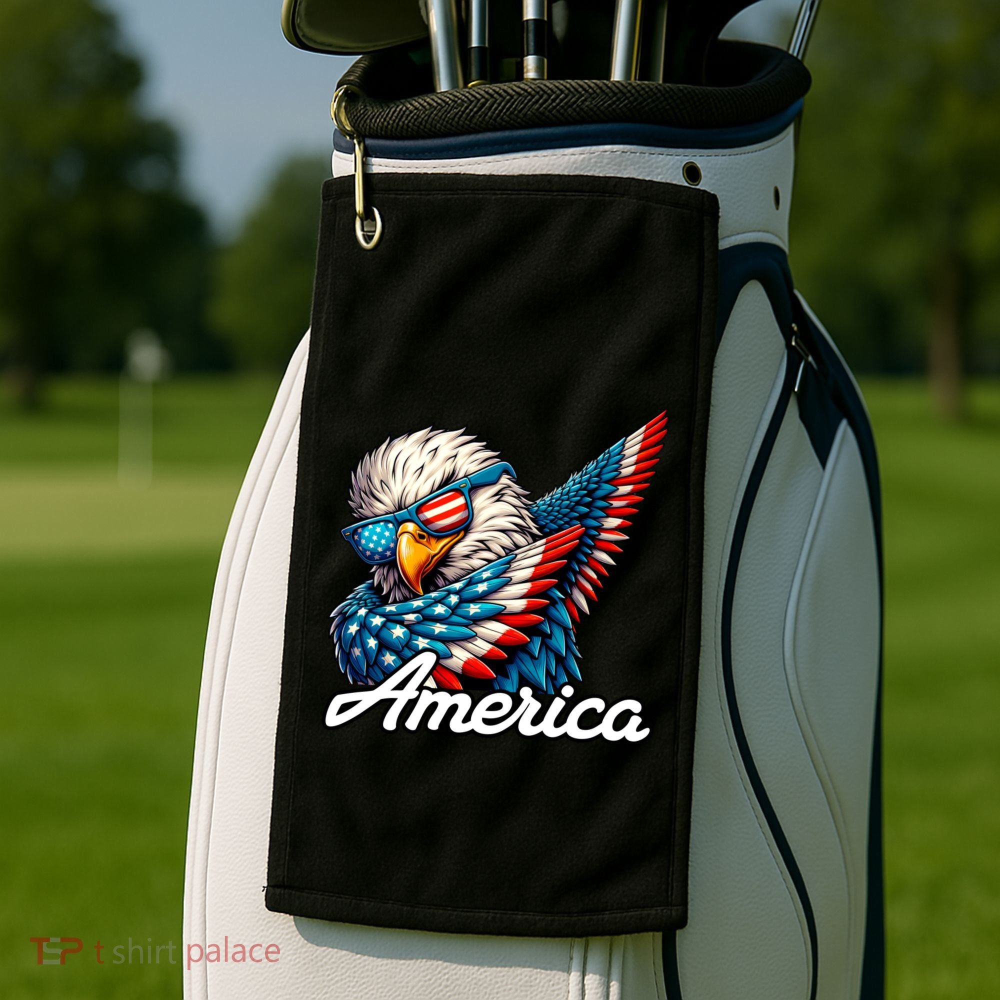 Patriotic America Dabbing Bald Eagle Golf Towel