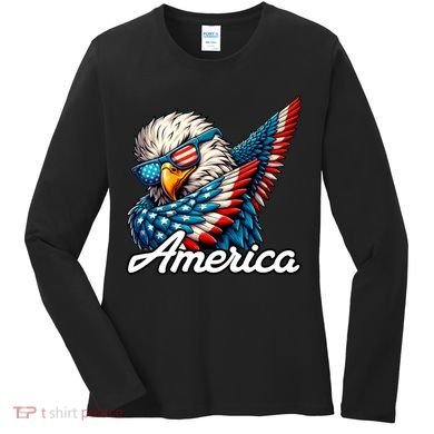Patriotic America Dabbing Bald Eagle Women's Long Sleeve Shirt