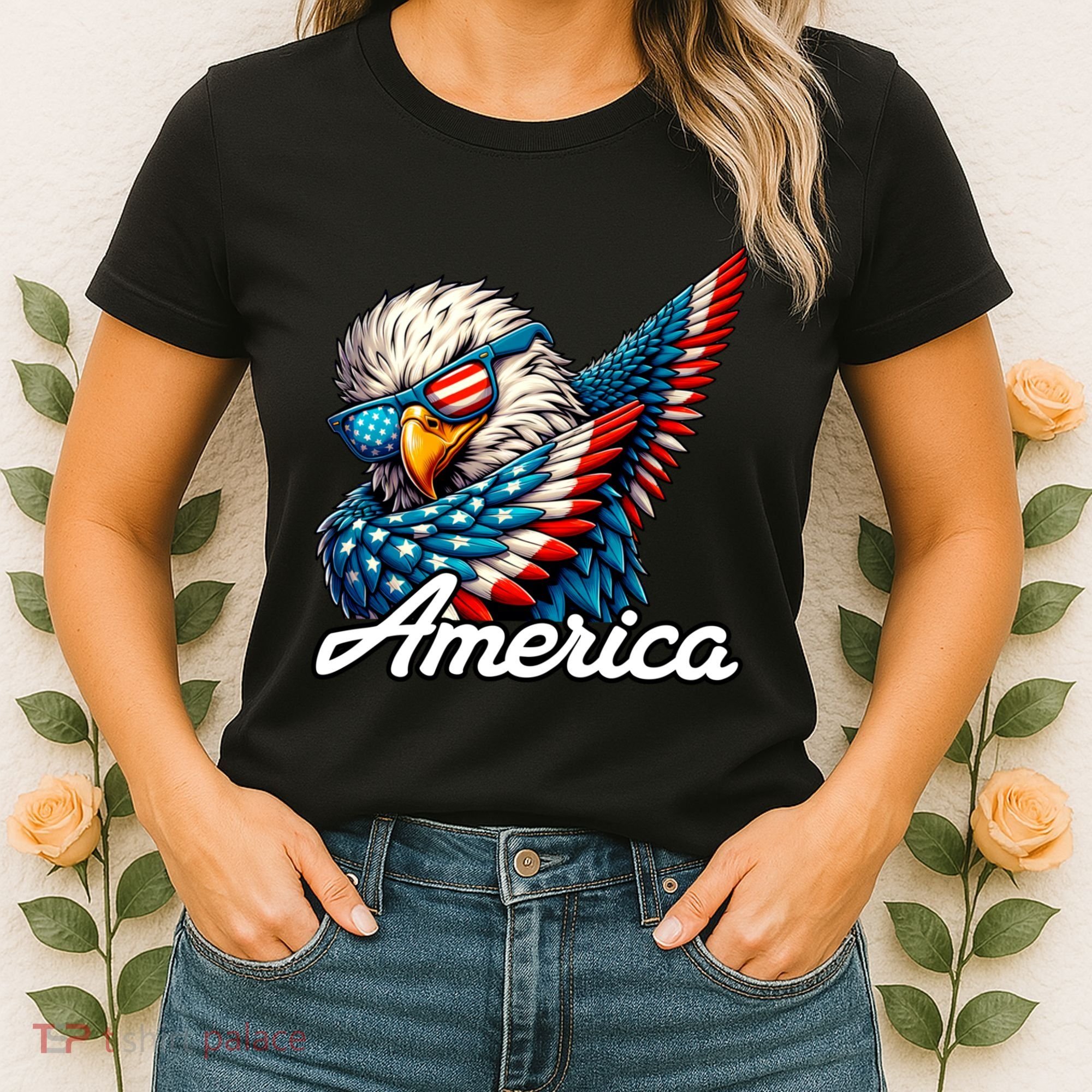 Patriotic America Dabbing Bald Eagle Women's T-Shirt