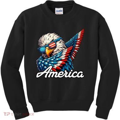 Patriotic America Dabbing Bald Eagle Kids Sweatshirt