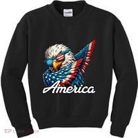 Patriotic America Dabbing Bald Eagle Kids Sweatshirt thumb 0