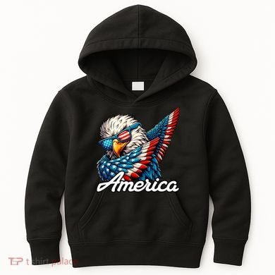 Patriotic America Dabbing Bald Eagle Kids Hoodie