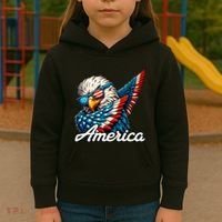 Patriotic America Dabbing Bald Eagle Kids Hoodie thumb 3