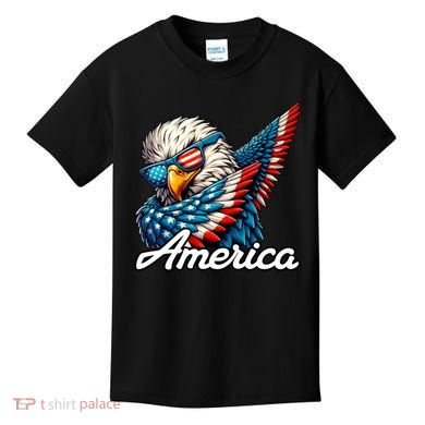 Patriotic America Dabbing Bald Eagle Kids T-Shirt
