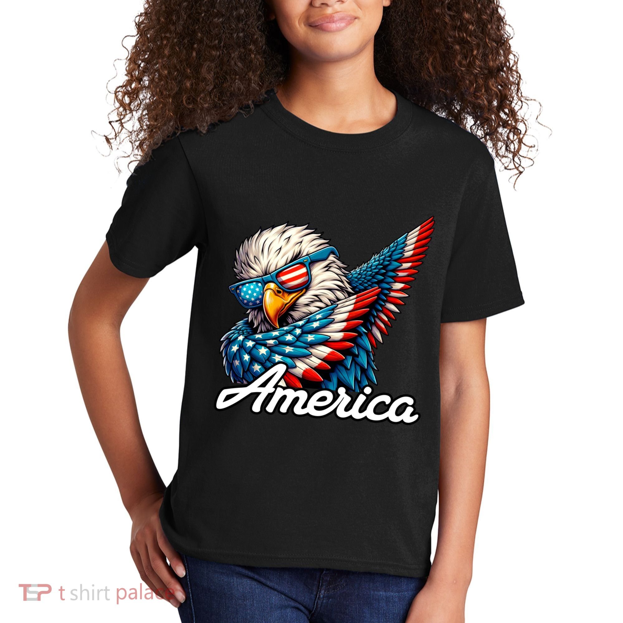 Patriotic America Dabbing Bald Eagle Kids T-Shirt