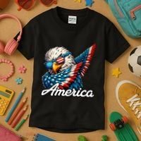 Patriotic America Dabbing Bald Eagle Kids T-Shirt thumb 3