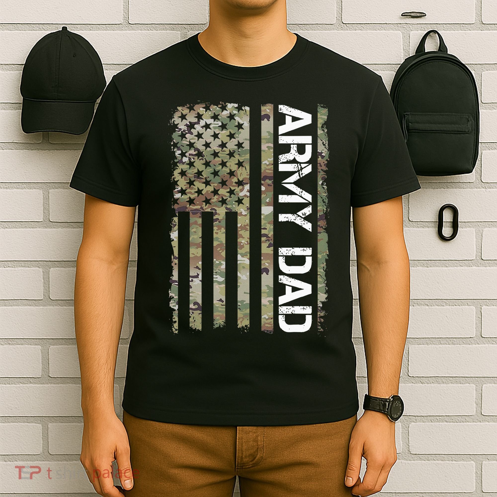 Proud Army Dad United States Usa Flag Gift For FatherS Day T-Shirt