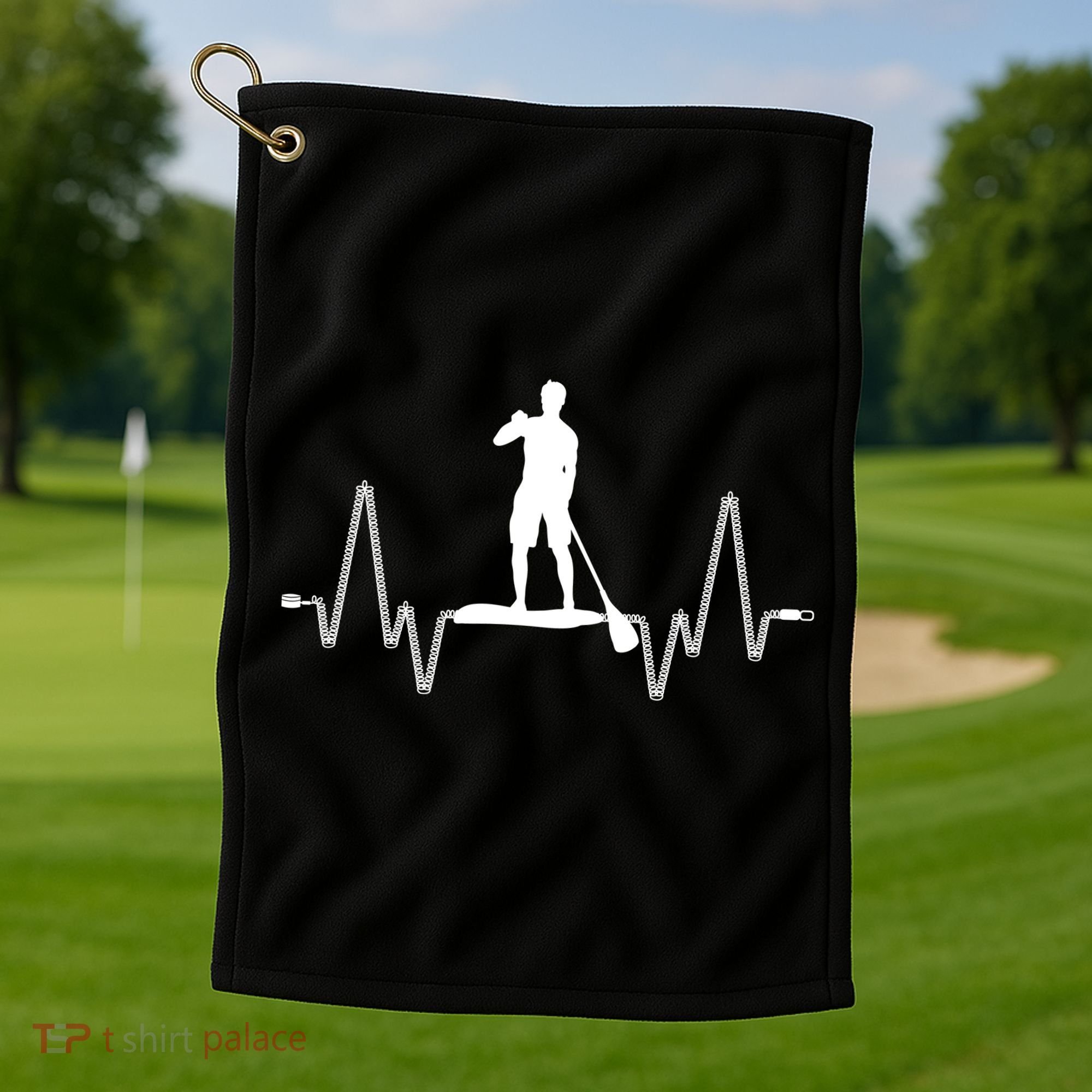 Paddle Board Heartbeat Golf Towel