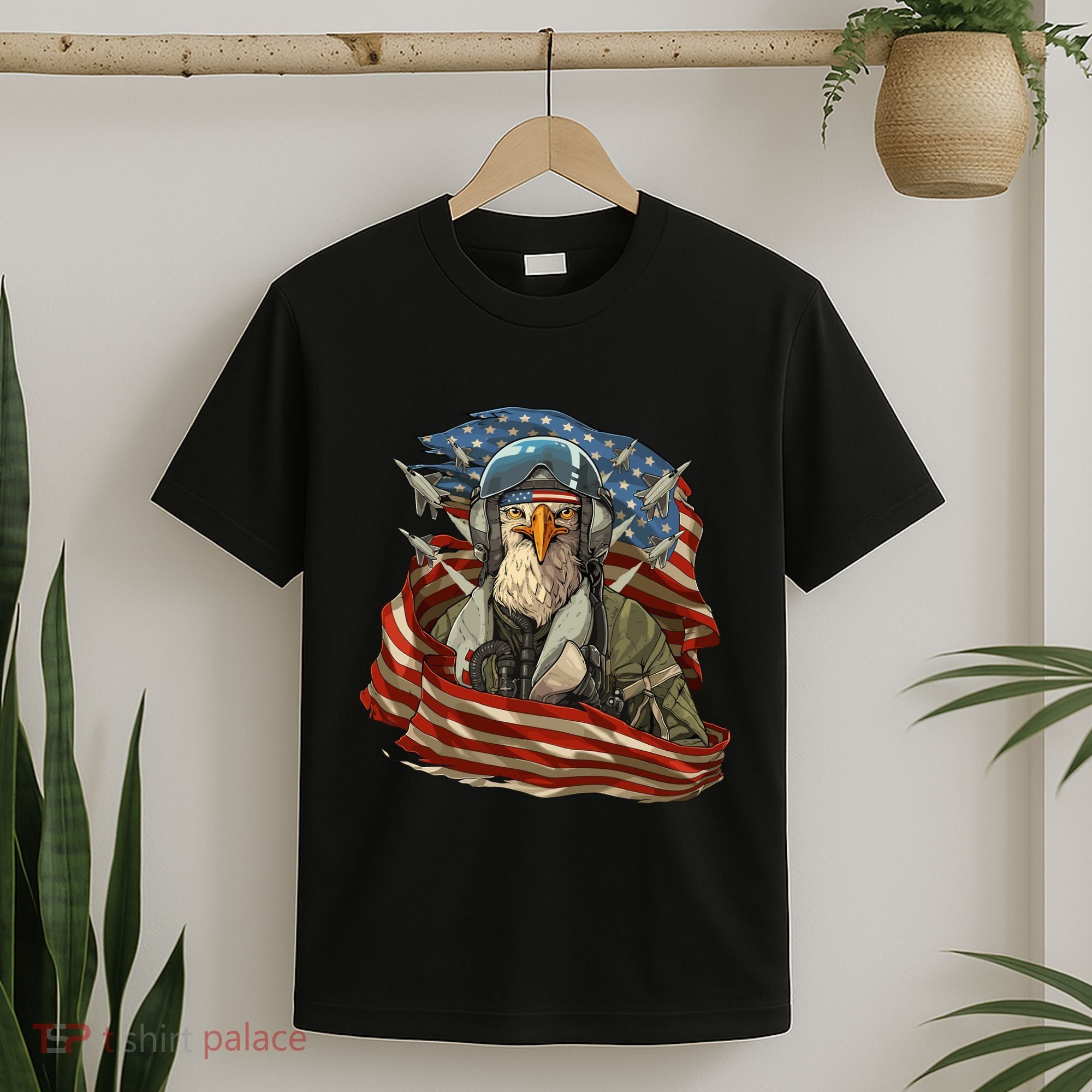 Patriotic American Eagle Fighter Pilot 4th Of July T-Shirt