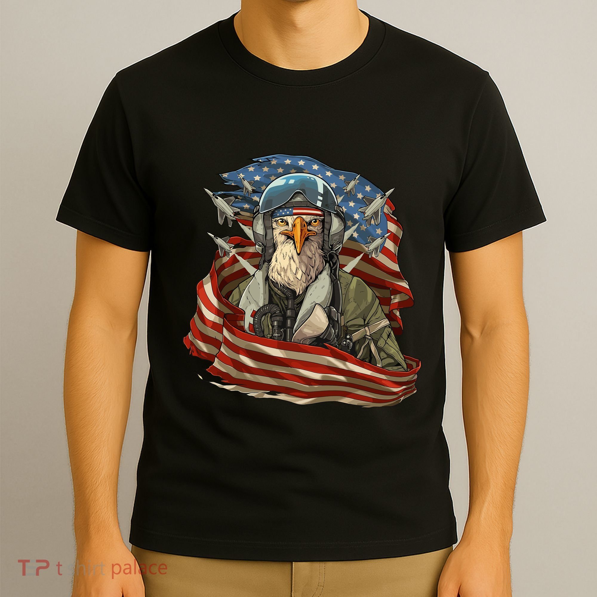 Patriotic American Eagle Fighter Pilot 4th Of July T-Shirt