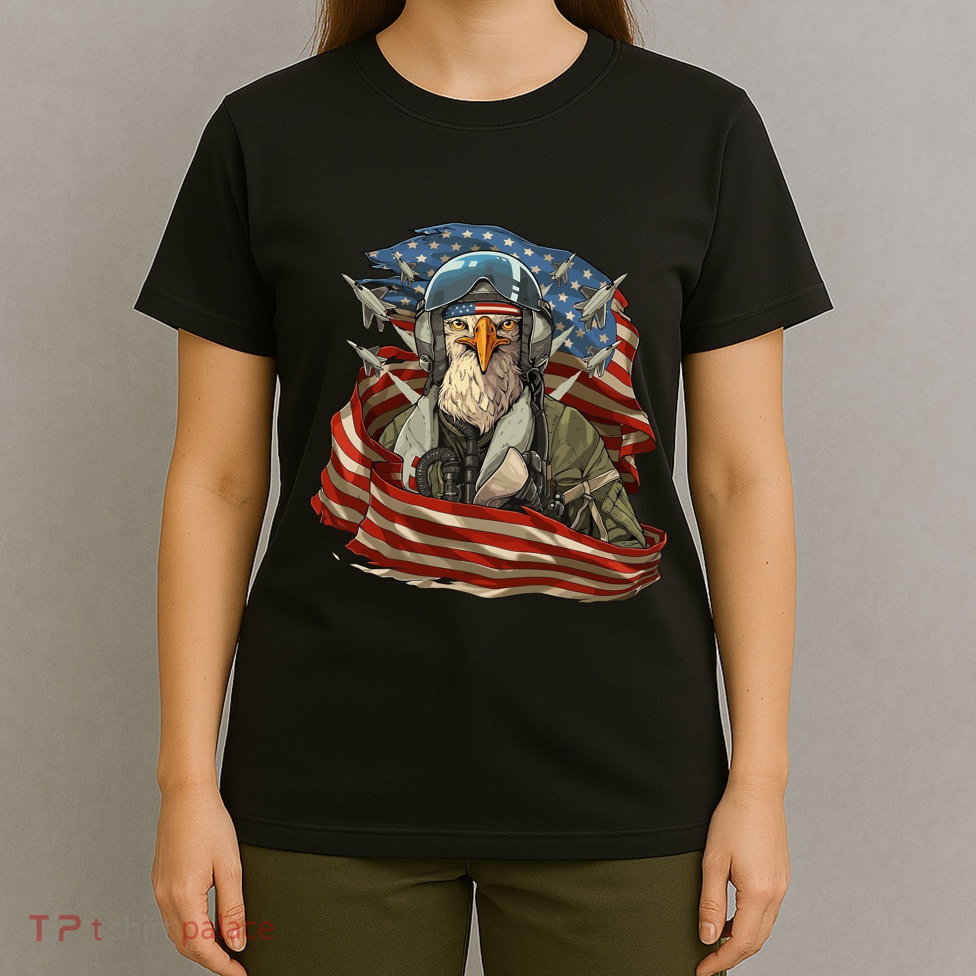 Patriotic American Eagle Fighter Pilot 4th Of July T-Shirt