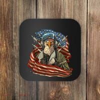 Patriotic American Eagle Fighter Pilot 4th Of July Coaster thumb 0