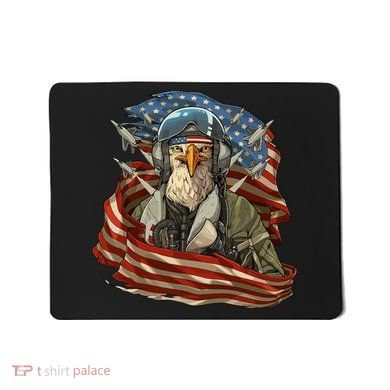 Patriotic American Eagle Fighter Pilot 4th Of July Mousepad
